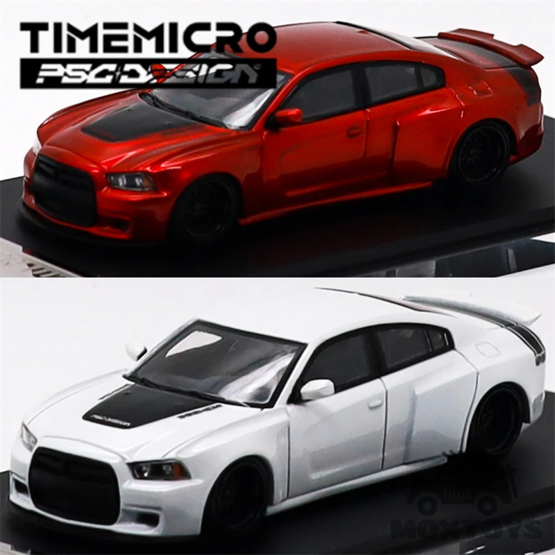 

Модель автомобиля TimeMicro × PSC DESIGN 1:64 Charger "Brawler" красно-белого цвета, литая под давлением