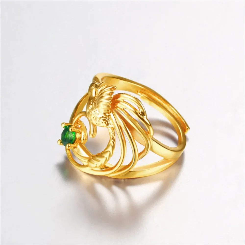 New Minimalist 316L Stainless Steel 18k Gold Plated Ring Phoneix Bird of Paradise Ring for Men Women Papua New Guinea Jewelry