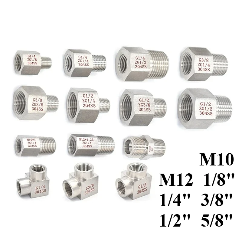 1/8'' 1/4'' 3/8'' NPT Thickening Style High Pressure 304 Stainless Steel Pressure Gauge Adapter Pressure Gauge Pipe Fittings