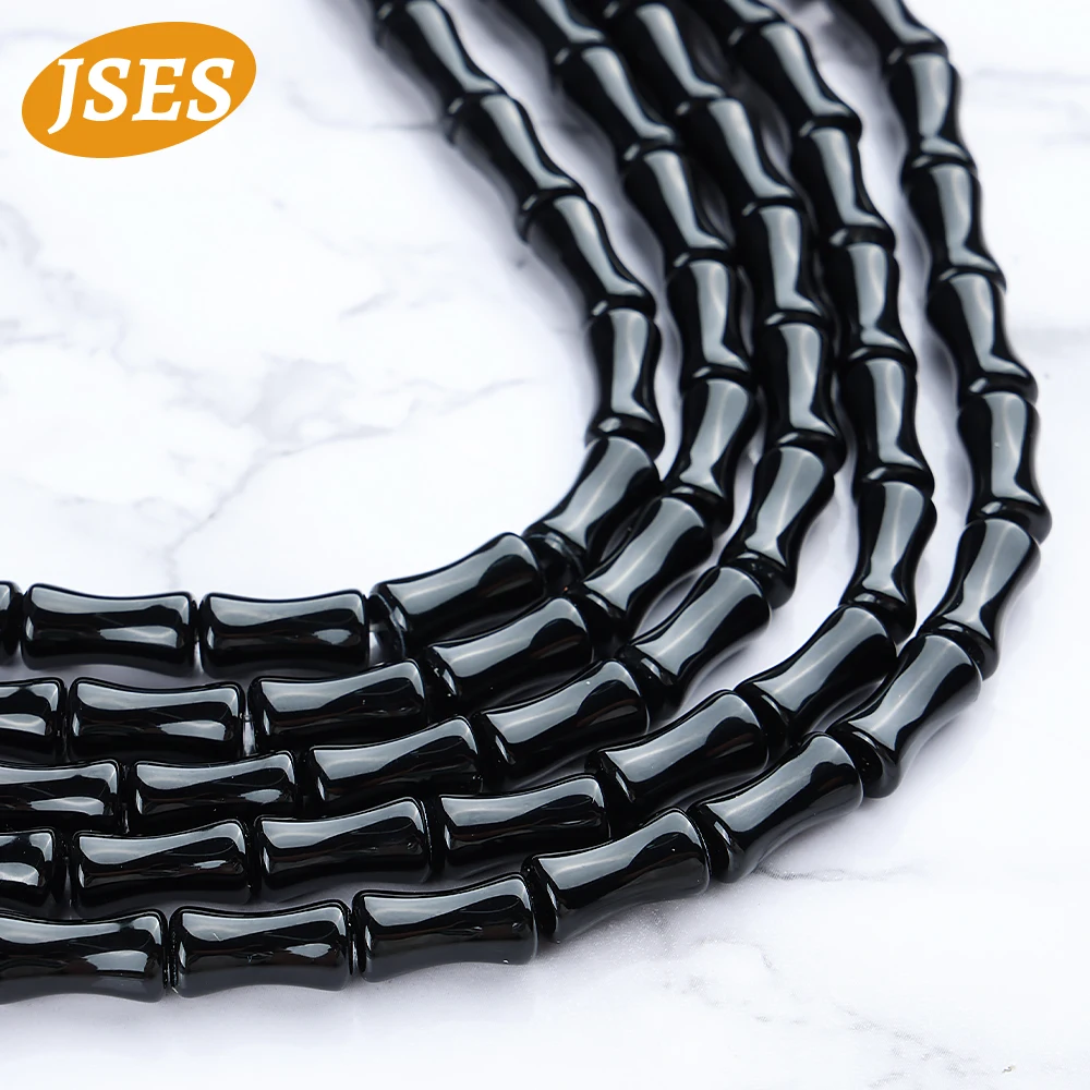 AA Natural Black Agate Bamboo Shape Beads for Jewelry Making 8*15mm Bracelets Necklace Stone Beads DIY Accessories Wholesale