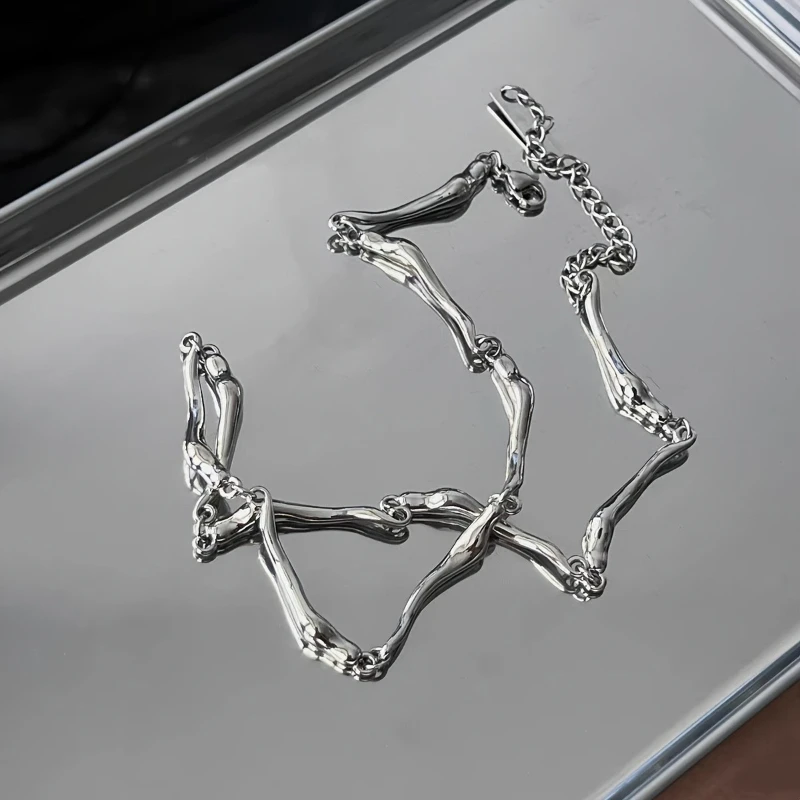 Punk Irregular Wave Shape Chain Men Necklace for Men Women Gothic Advanced Sense Chain Necklace Jewelry Gift