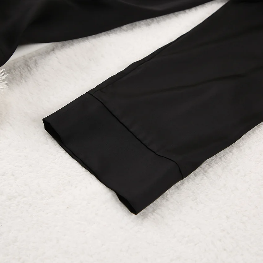 Two Pieces Women Pajama Sets Single Breasted Blouses Lounge Full Sleeve Spliced Straight Pants Casual Solid Lady Sleepwear