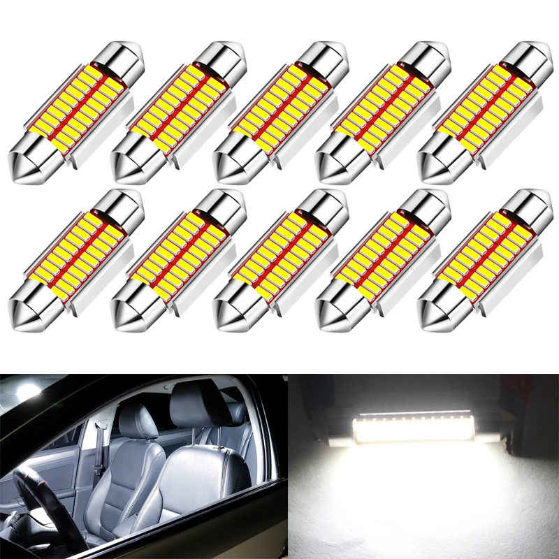 2/10 PCS 300LM C5W LED Bulb Canbus Festoon 31mm 36mm 39mm 41mm LED 12V 6500K White Car Interior Reading  License Plate Lights