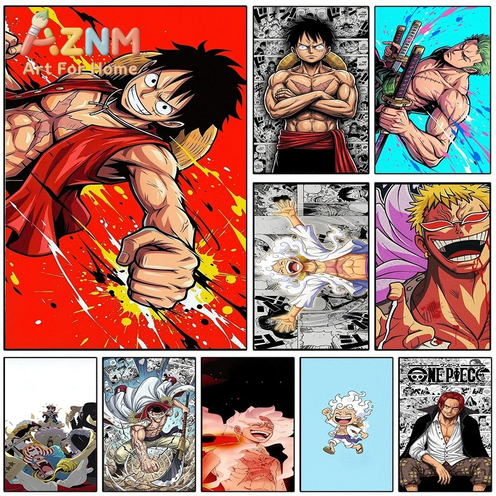 One Piece Anime Canvas Wall Art No Frame Luffy Zoro Shanks Manga Print Poster for Bedroom Living Room Home Wall Decor Artwork