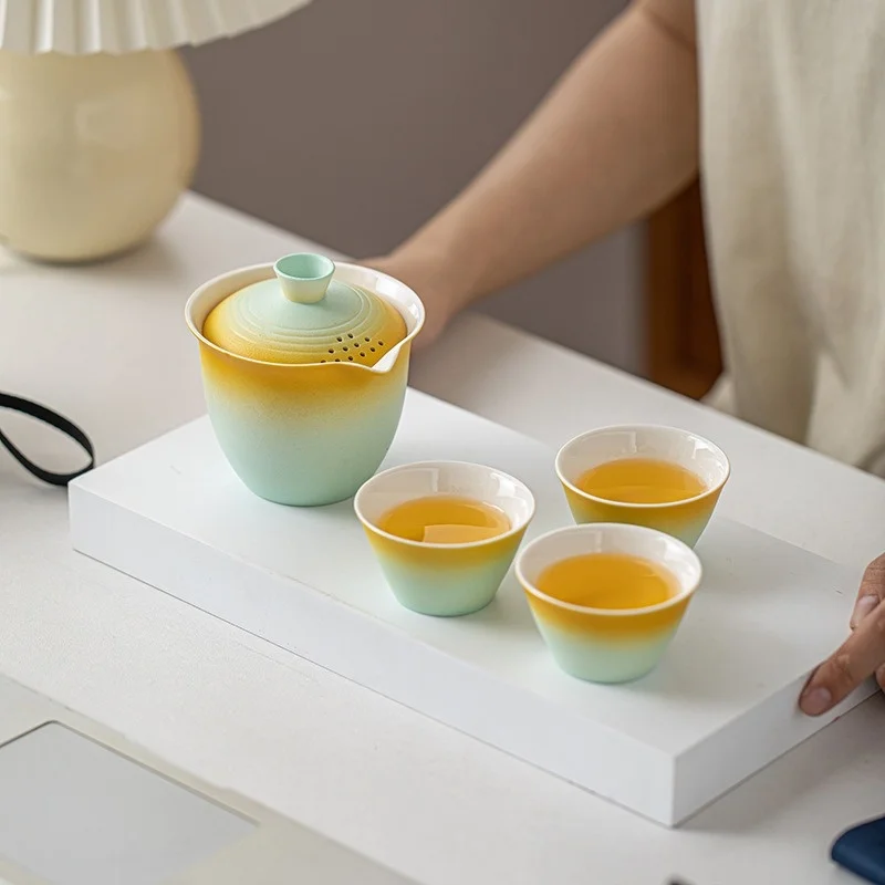 1 set Portable Teapot Teacup Set with Travel Kit Kung Fu Teaware Ceramic Outdoor Tea Pots Chinese Tea Pot and Cup Set
