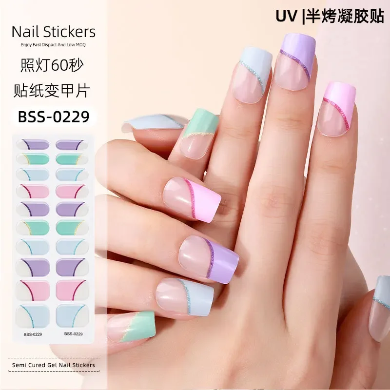 Semi-Cured Gel Nail Patch Lijm Waterdichte Langdurige Volledige Dekking Nagelgel Wrap Manicure Gel Nagelsticker Voor UV-Lamp