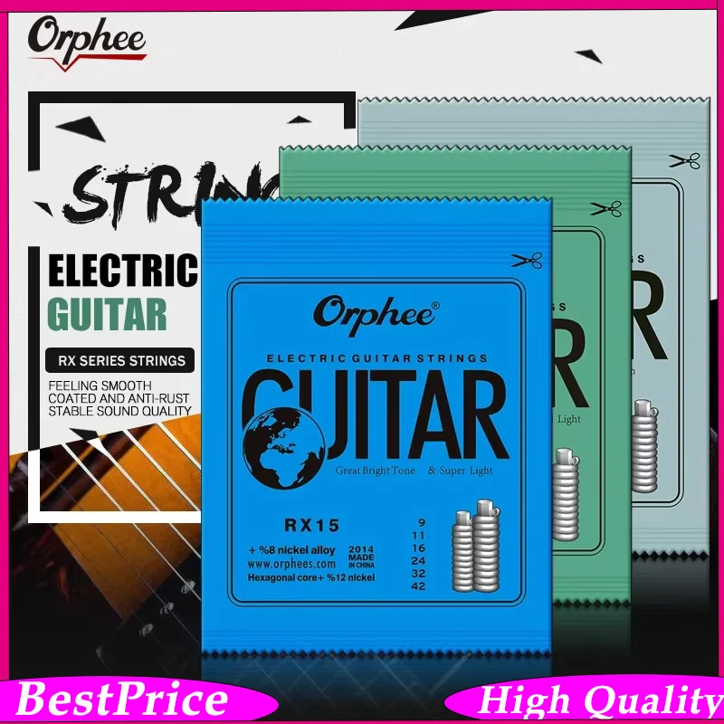 Orphee Electric Guitar Strings Medium Carbon Steel Hexagonal Core Austenitic Alloy Wound String Electric Guitar Part Accessories
