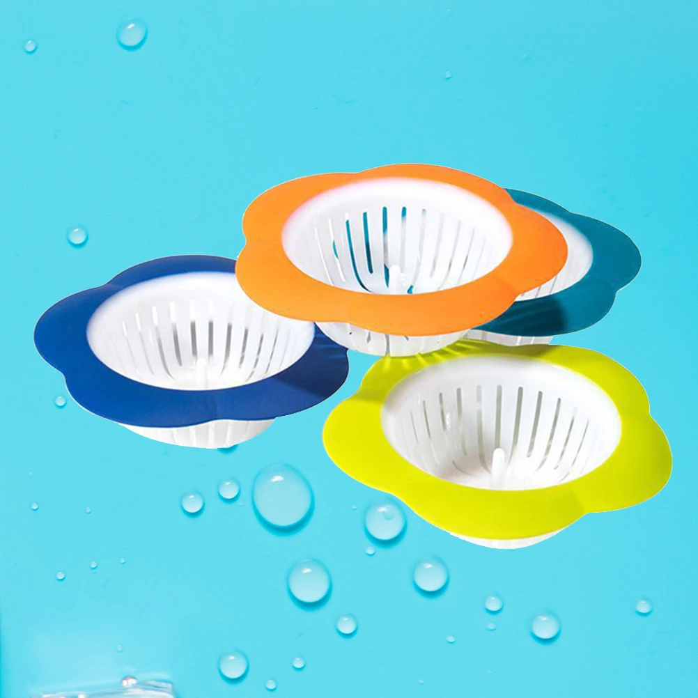 

4Pcs Floor Drain Sink Strainer Plastic Flower Shape Kitchen Bathroom Wash Basin Deodorant Drain Network Sink Strainer