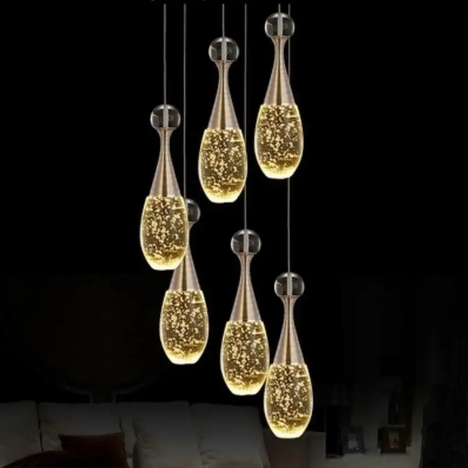 

Luxury Crystal chandelier Restaurant Bar Hanging Lamp Kitchen Island stairs Decor Lighting Fixtures Bedside LED pendant lights