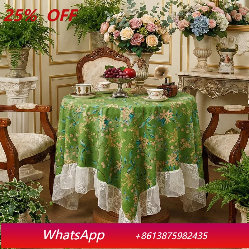 

LTT French retro mink round table tablecloth Nordic medium and ancient style coffee table table cloth