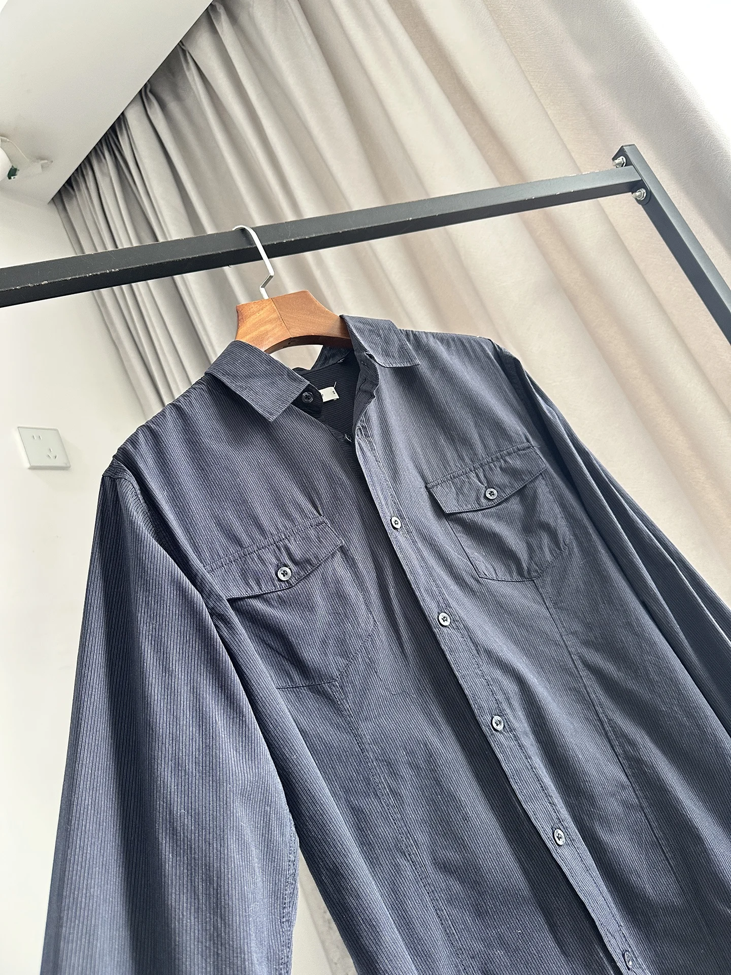 Casual Cotton Shirt Jacket Men's Collared Outerwear Breathable Comfortable Long Sleeve Lightweight  Color Button up