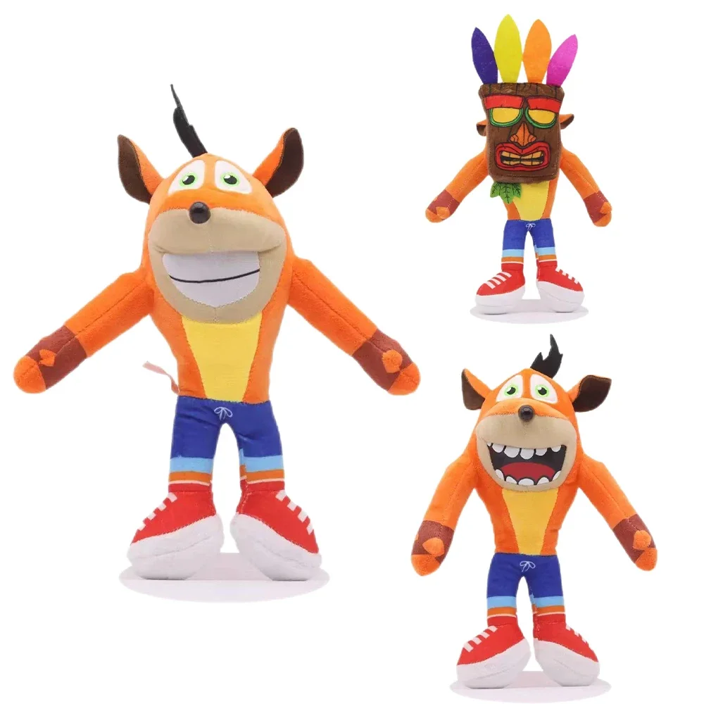 Nueva llegada Anime Crash Bandicoot juguetes de peluche Animal de dibujos animados Aku Aku Crash muñecos de peluche suaves para niños regalos de navidad