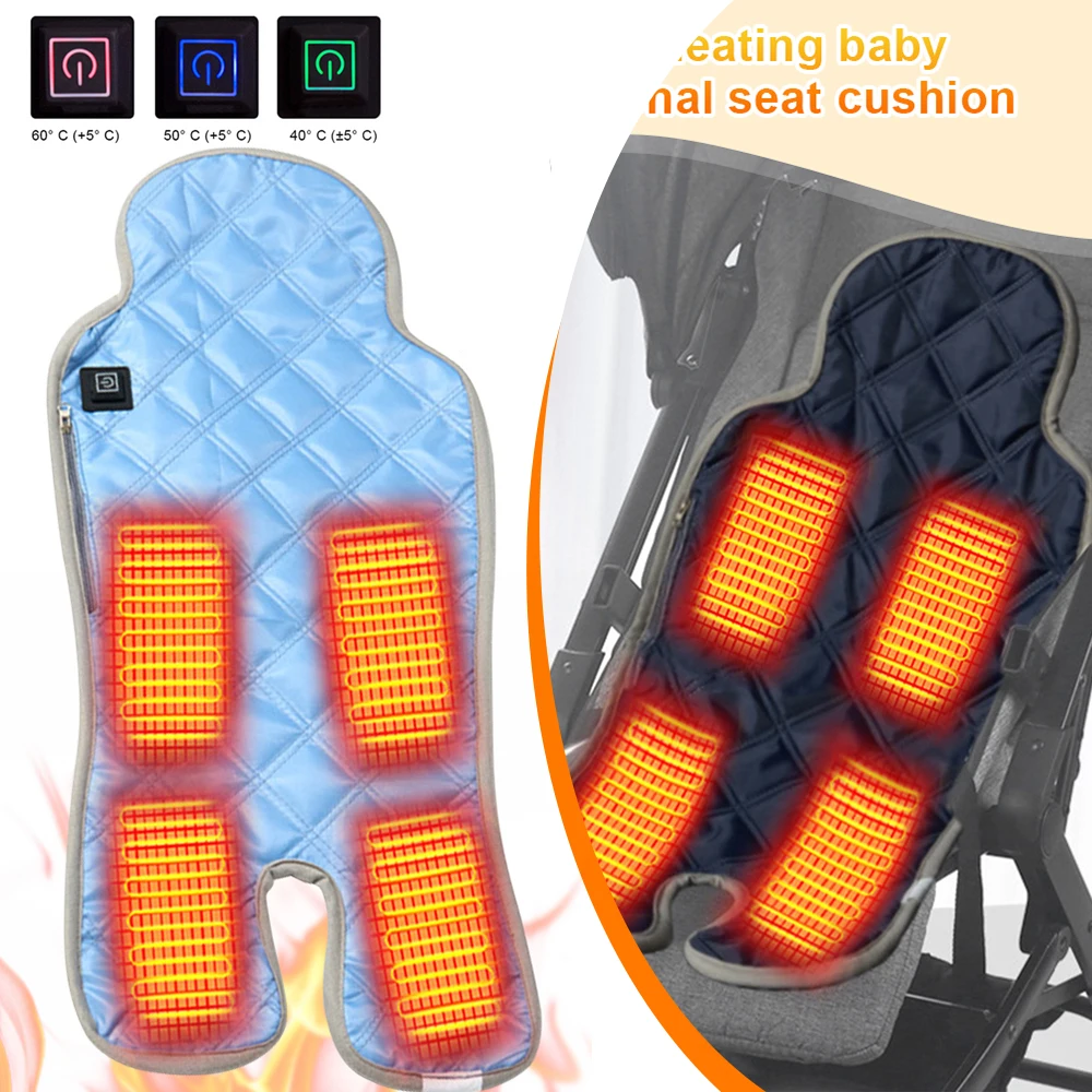 Cuscino per sedile per passeggino Riscaldamento elettrico per neonati Sedile per passeggino Spessore caldo Carrello per bambini universale Materasso Tappetino Accessori per passeggino