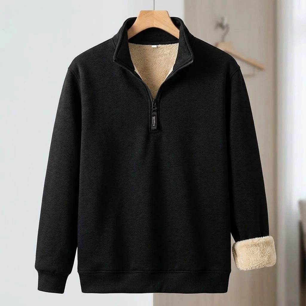 Men's Winter Heavyweight Sweatshirt Thermal Zip Fleece Pullover Thick Warm Stand Collar Casual Outdoor Cold Weather Jacket Coats