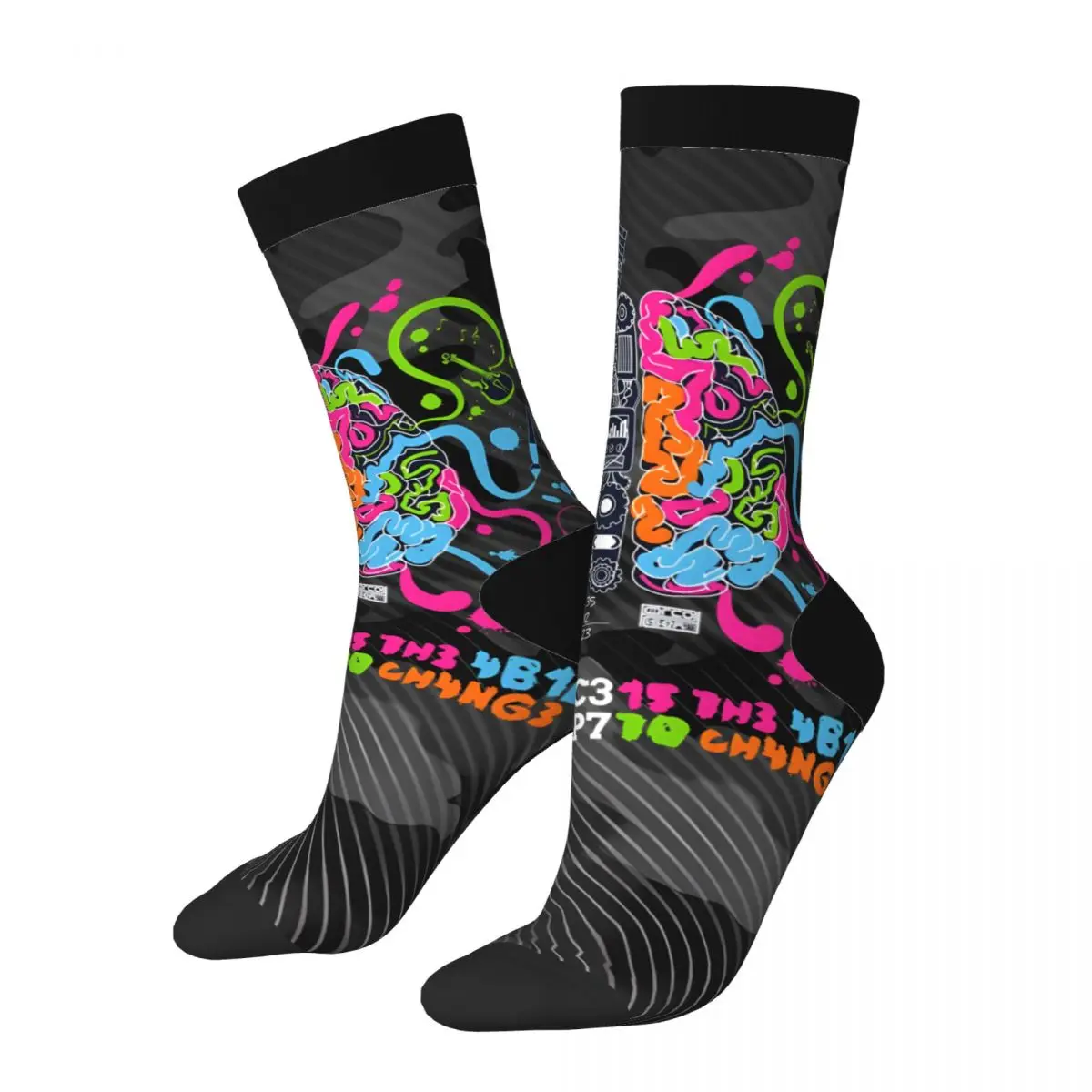 Funny Crazy Sock for Men Fantastic Hip Hop Harajuku Lntelligence is the ability to adapt to change Happy Quality Pattern Printed