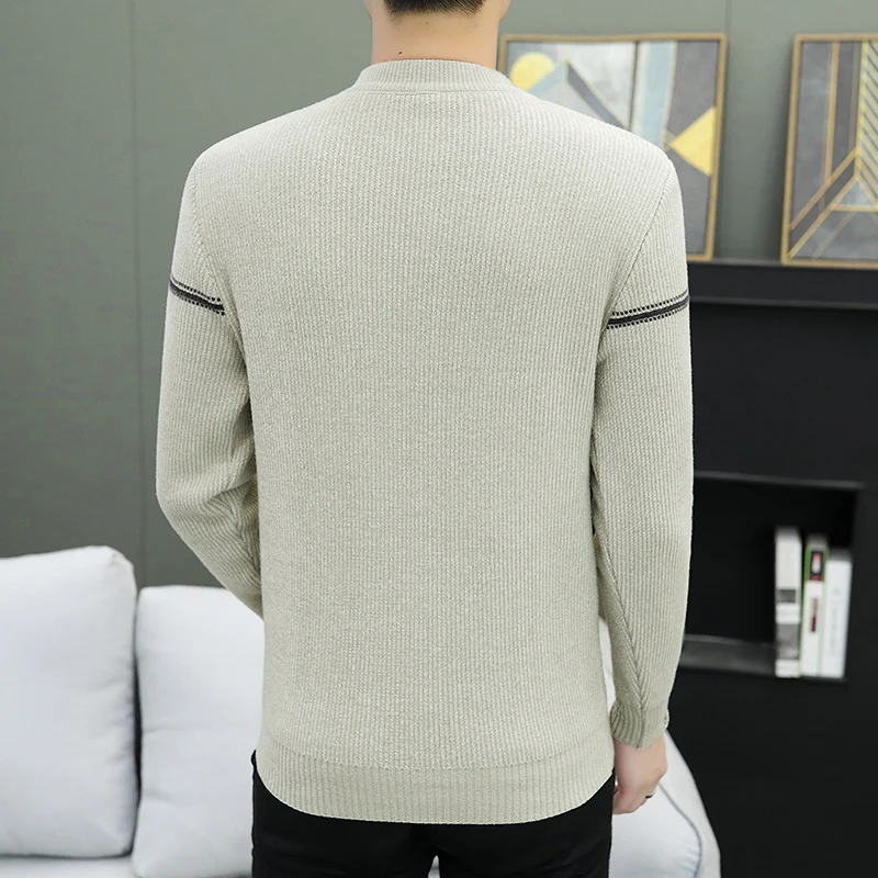 

Warm Knitted Sweater Retro Sle Men's Pullover Base Layer Clothing Ci Walk Suitable Long Sve High Collar Polyester Fiber