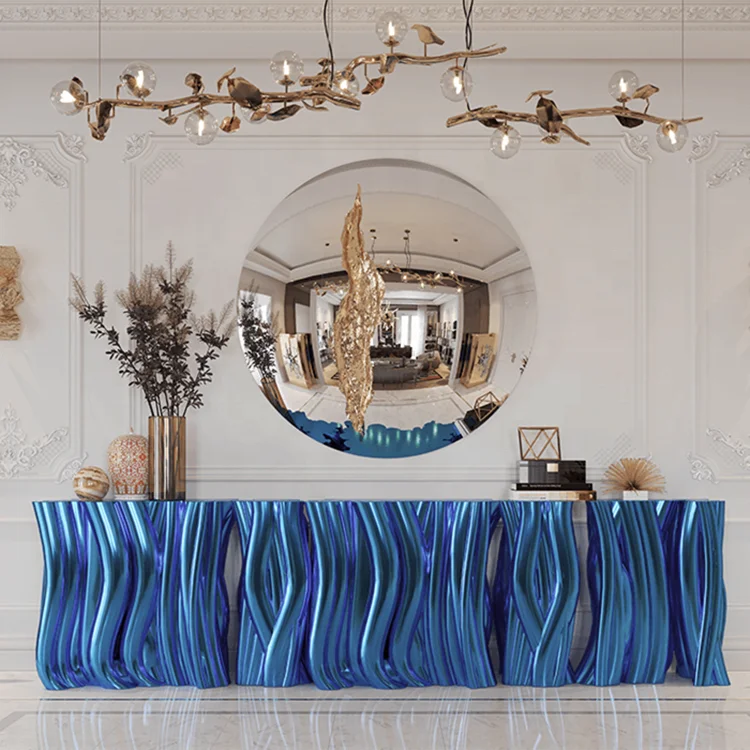 Luxury Design Monochrome Table Molded Resin High Gloss Electric Purple Translucent European Console Table