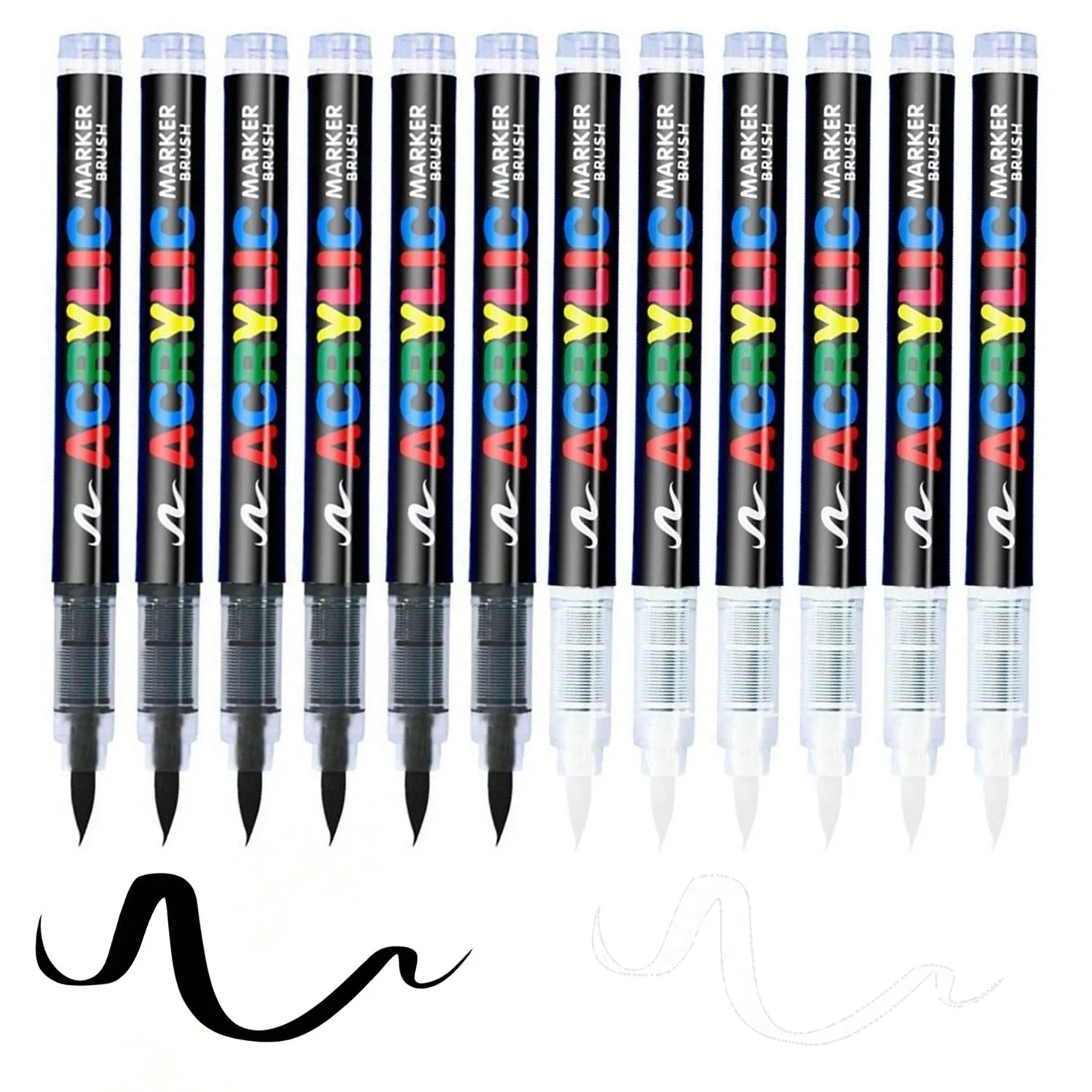 12 Pcs Black/White Premium Soft Tip Acrylic Marker Set Black White Acrylic Markers for Wood Ceramic Festival Craft Making
