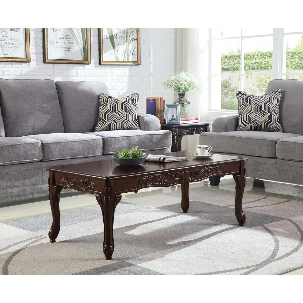 

3Pc Wood Coee and End Table Set, k Cherry