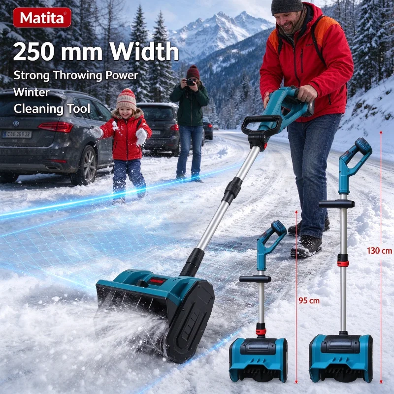 21V Snow Blower Tool, Compatible with Makita 21V Battery 10in Working Width Telescopic Snow Shovel Outdoor Winter Cleaning.