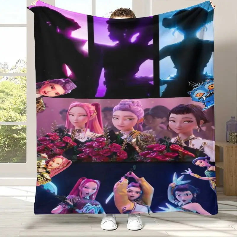 Kpop D-Demon H-Hunters Girl Cartoon Soft Flannel Throw Blanket,Cozy Warm Blanket for Bed,Sofa,Living Room,Picnic,Home Decor Gift