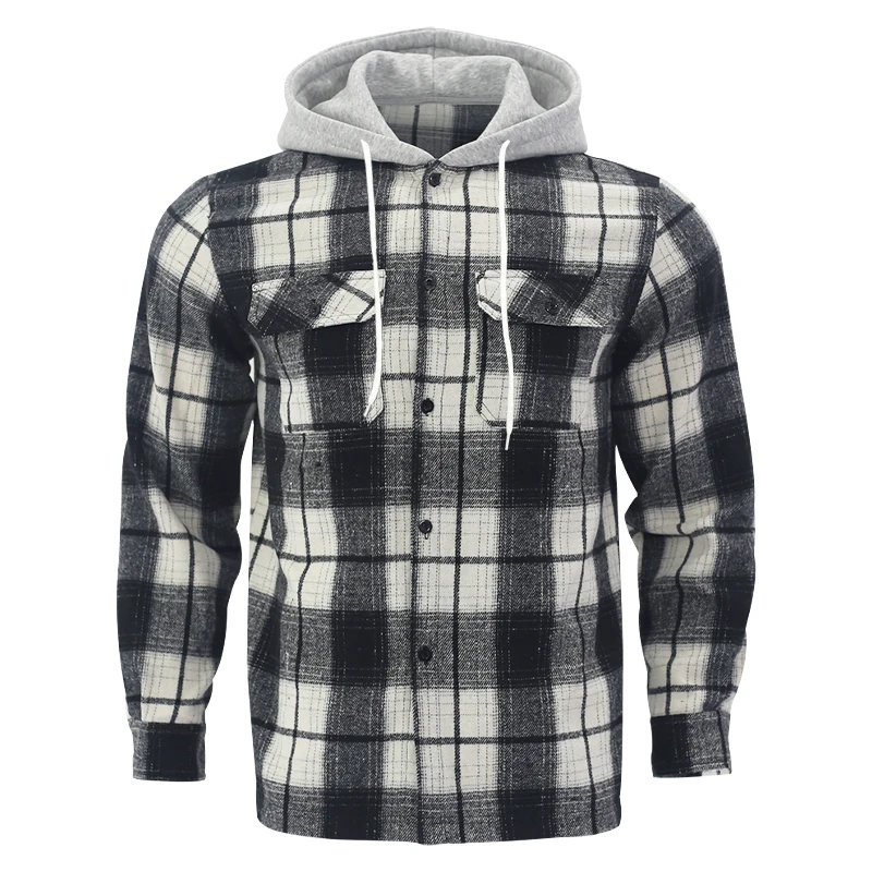 

2024 cross-border spring and autumn new fashion Europe and the United States foreign trade casual hooded daily plaid shirt jacke