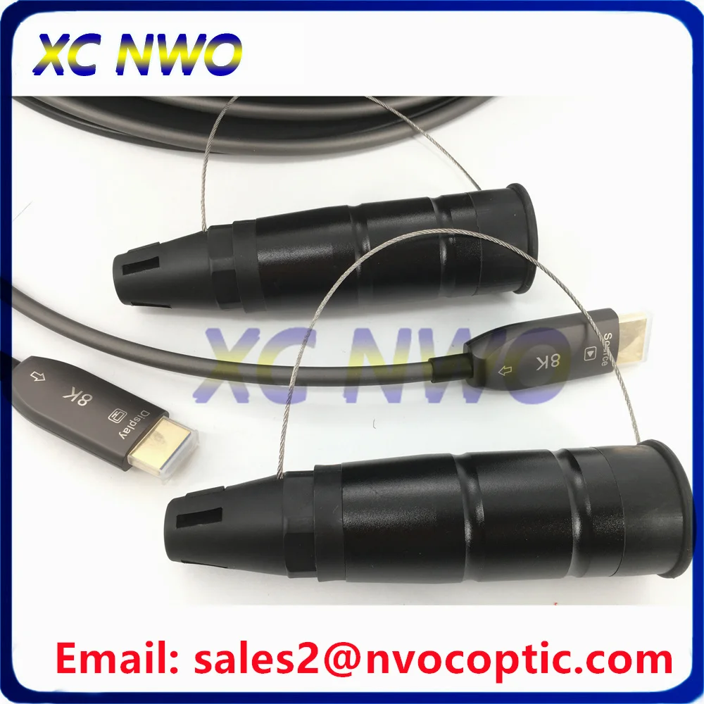 100M HDMI 2.1 Armored Fiber Optic AOC Cable 48Gbps 8K HDMI HDR 10 Gigabit For Event LED Display Screen With Screw Protection Cap