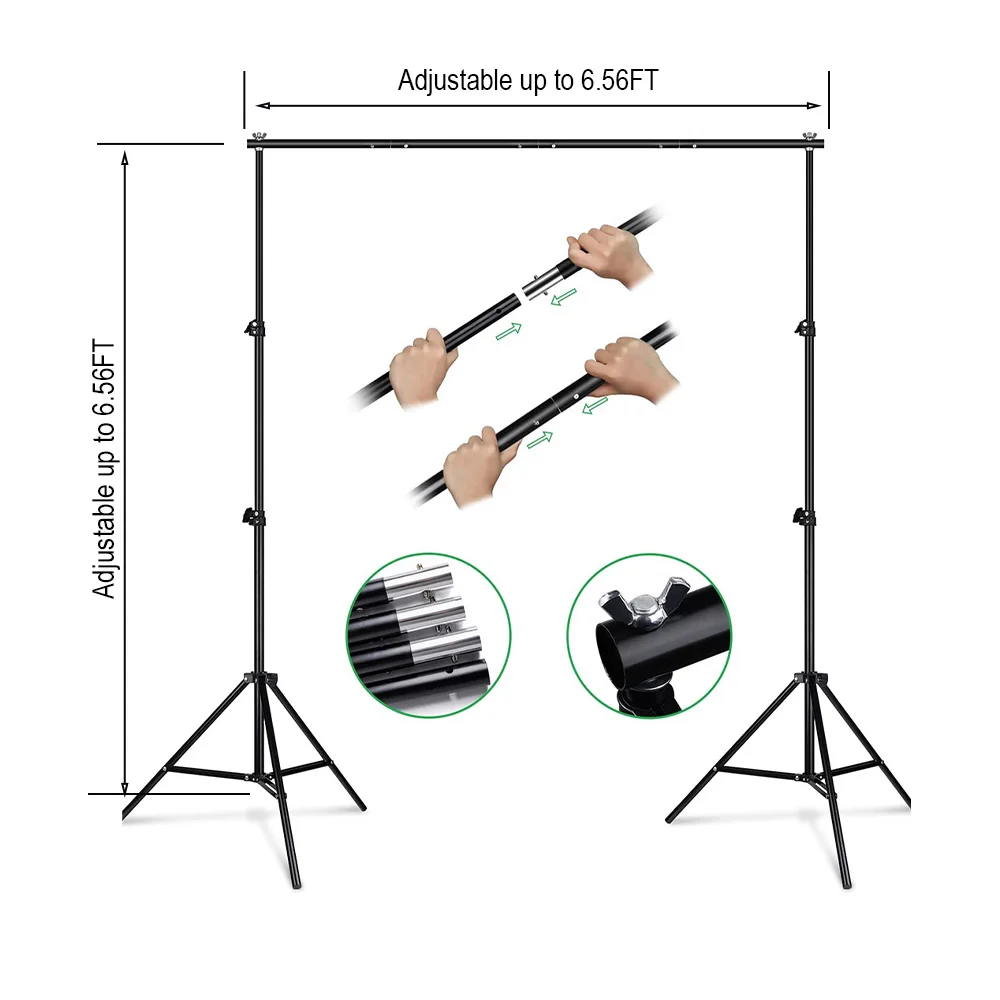 Tableclothsfactory 2X2M 3X2M Background Stand Photography Photo Studio Green Screen Backdrops Chromakey Support System Frame