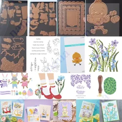 Craft Bunnies Chicken Eggs Canopy New Cutting Dies Stamps Hot foil Stencil Wax Seal for DIY Scrapbook Card 2025 New Easter