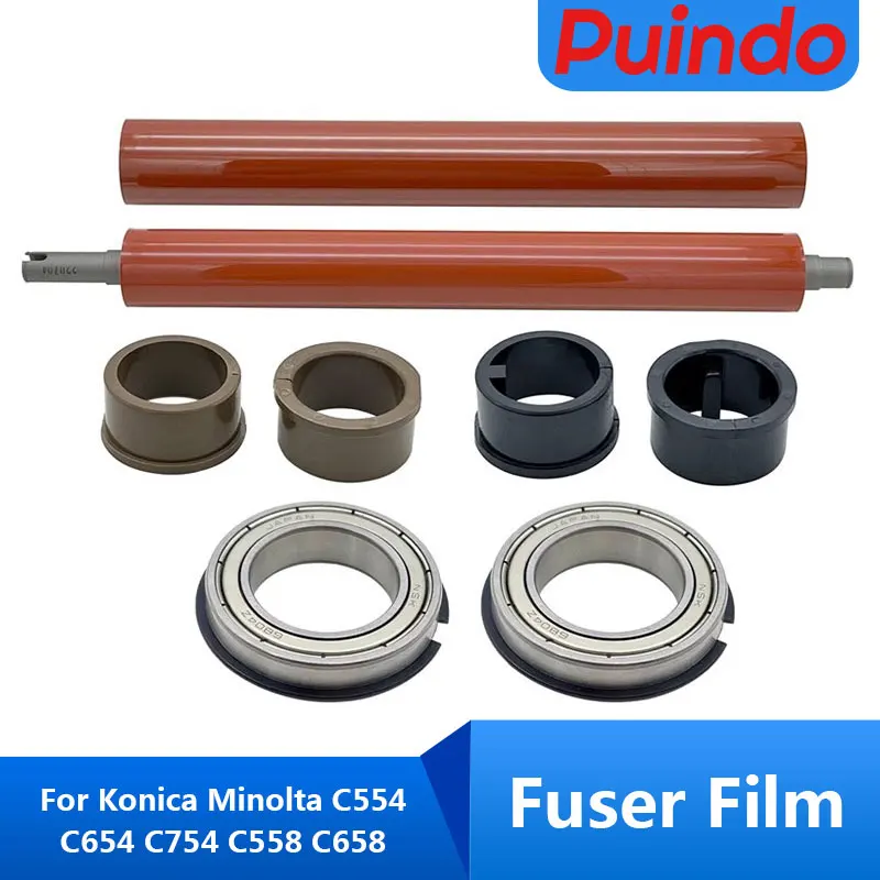 1Set  Main Fuser Kit Fuser Film Lower Fuser Roller For Konica Minolta C554 C654 C754 C558 C658 Bearing Copier Parts