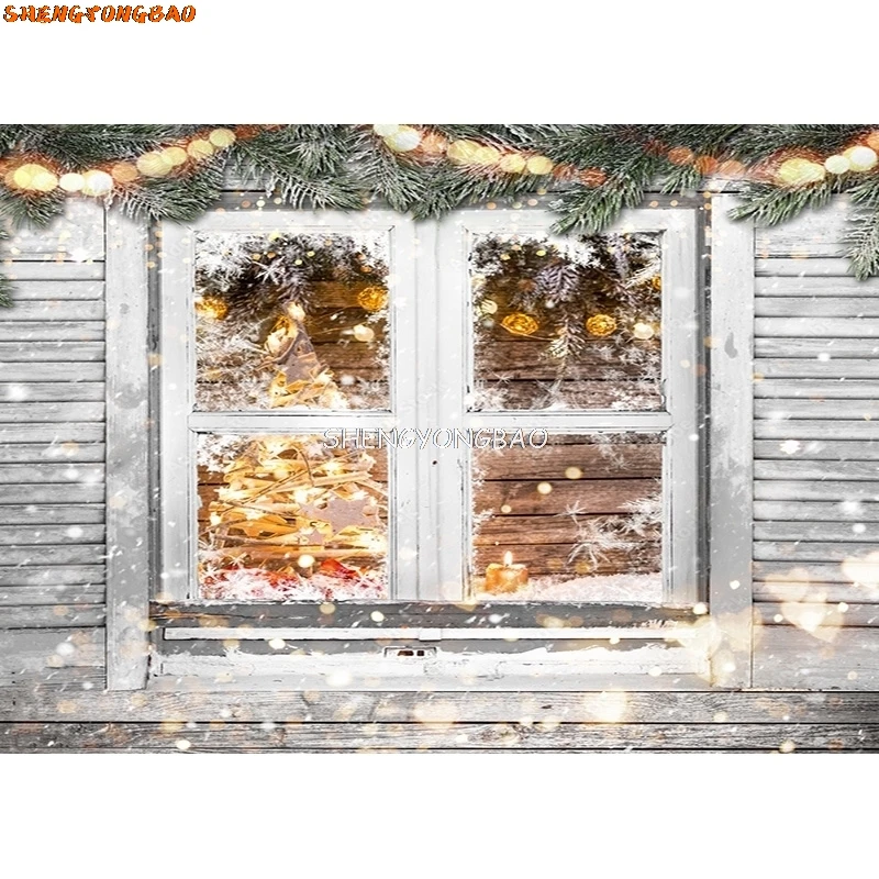 SHENGYONGBAO Christmas Wooden Planks Theme Photography Background Snowman Backdrops For Photo Studio Props MMSD-02