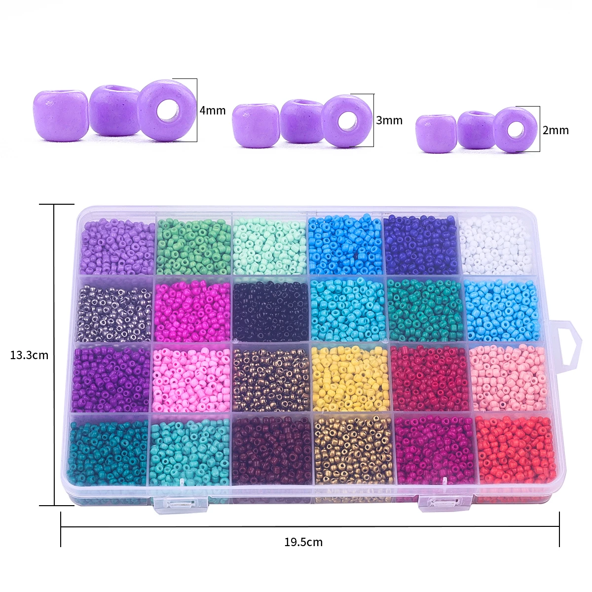 24 color glass rice bead set 2mm/3mm/4mm 4000+pcs Charm DIY Jewelry Creation Beads Jewelry making materials, needlework beads