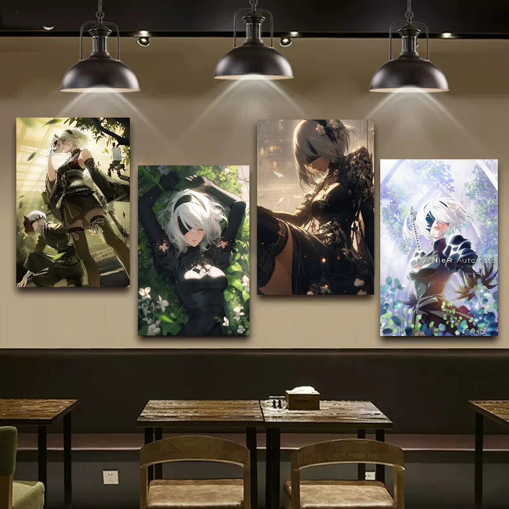 Game Painting Nier Automata Anime Posters Sticky HD Quality Wall Art Retro Posters For Home Kawaii Room Decor