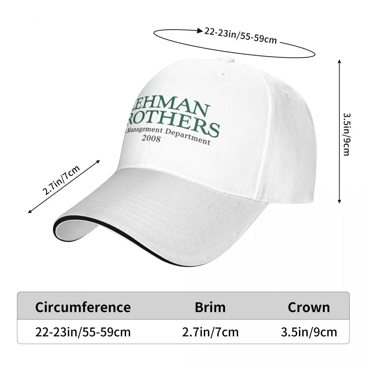 Casquettes de baseball design pour hommes et femmes, chapeaux de camionneur, casquette de soleil décontractée, département de gestion des risques, Lehman Brothers, trucs 2024, 2008