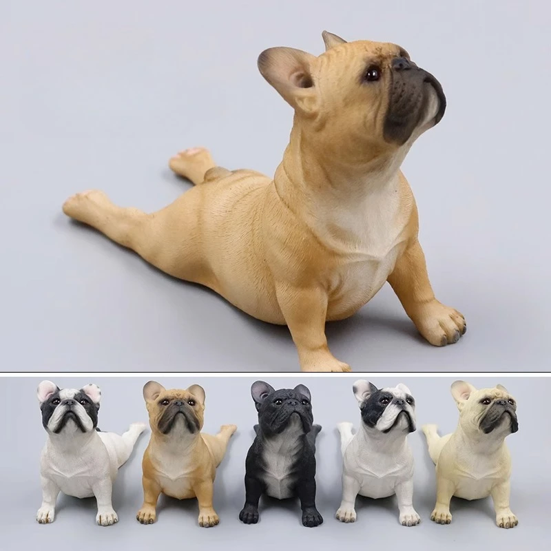 Lying posture French Bulldog statue ornament, simulated dog model car ornament, French Dou shaped home decoration ornaments