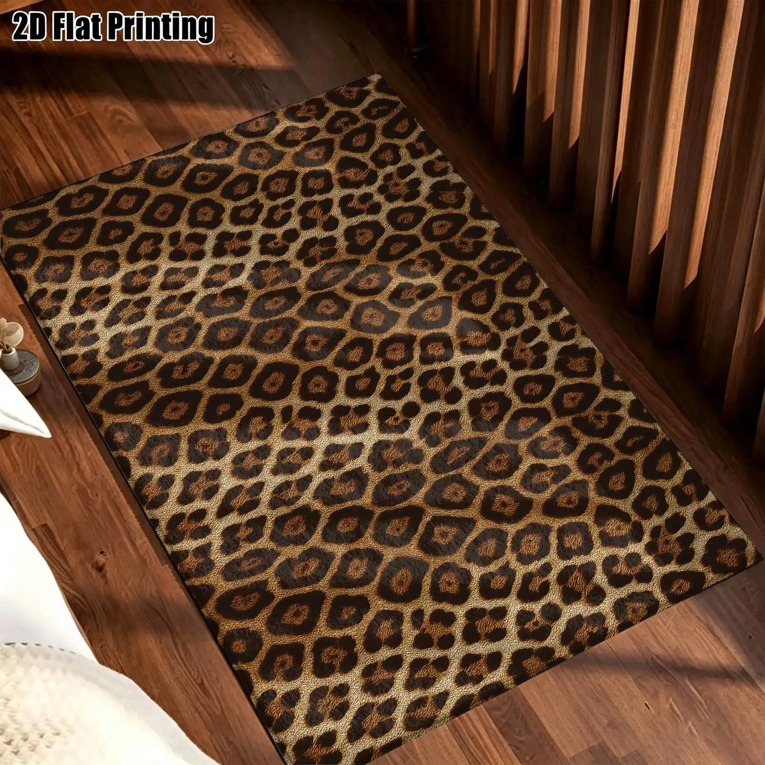 1Pc 2D Printed Leopard Pattern Carpet: Nordic/Instagram Style, Modern Minimalist Vintage Home Decor, Multi-Size, Machine Washable, Suitable for Entrance, Dining, Foyer, Bedroom, Living Room