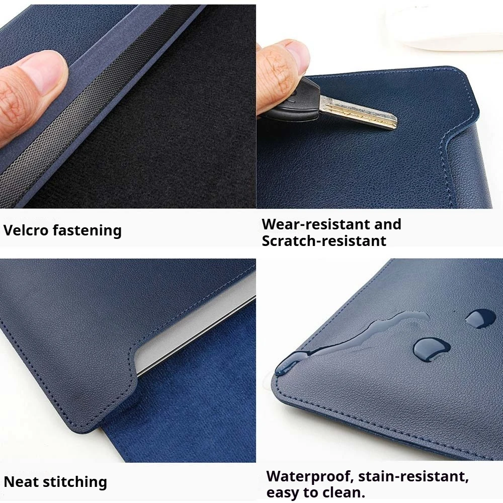 Image 5: Étui en cuir PU pour ordinateur portable, housse de support, pochette pour hommes et femmes 13 14 15 15.6 16 pouces pour Macbook Air Samsung HP Lenovo