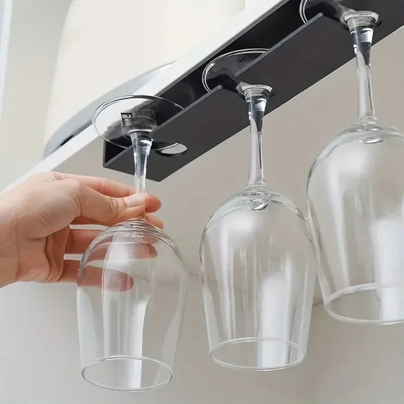 1PC Punch-Free Upside Down Wine Glass Rack Kitchen Living Room Goblet Hanging Holder Drain Storage Organizer