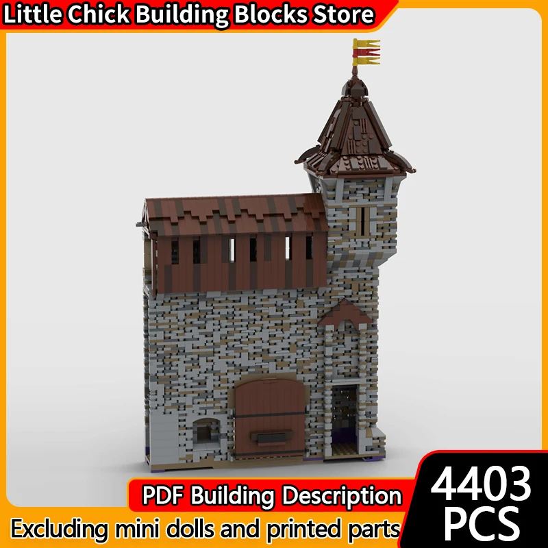 

Модель City Street View MOC, строительные кирпичи, замок, внешние ворота, модульная технология, детские праздничные подарки, сборные игрушки, костюм