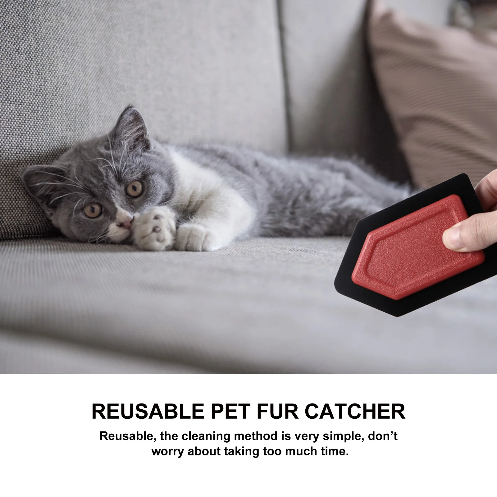 

Pet Reusable Hair Remover for Furniture Couch Multifunctional Red Cat Collector Carpet Clothes