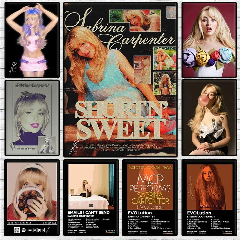 Famous Popular Singer Sabrina Carpenter Poster Music Album Cover Canvas Painting Wall Art for Bar Living Room Home Decor Gift
