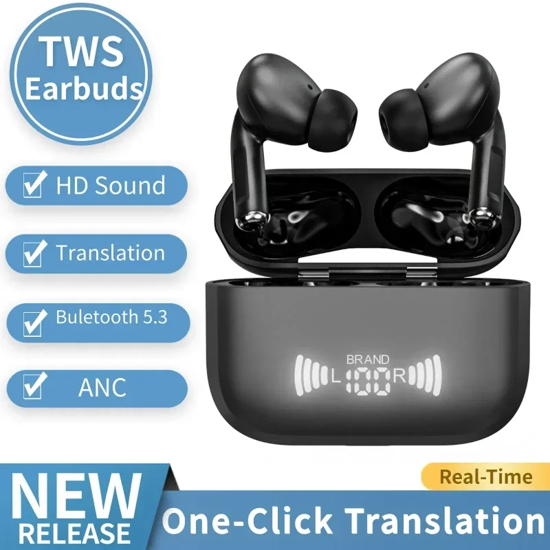 

138Language Real Time AI Voice Translation Earphones Wireless Bluetooth Noise Reduction Touch Screen Music Translation Headphone