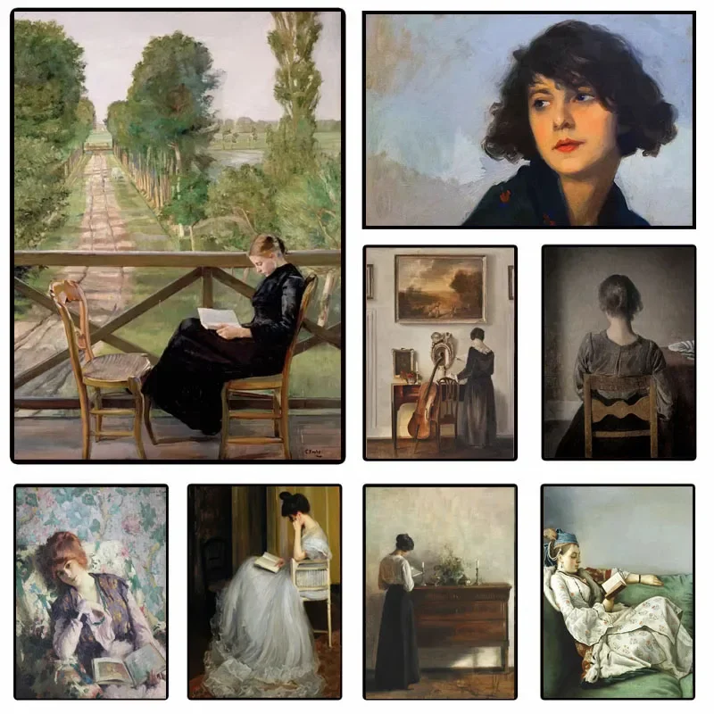 1pc Scandinavian Women Portrait Poster Classic Vintage Rustic Aesthetic Wall Art Canvas Print Home Living Room Bedroom Decor
