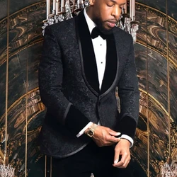 Jacquard Wedding Suit Jacket for Men Shawl Lapel Male Prom Blazer 1 Piece Floral Formal Groom Tuxedo Jacket Slim Fit Terno 2025