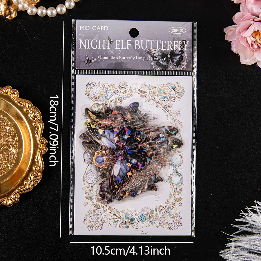 قطعتان من ملصقات الفراشة الملونة الرومانسية، مع دعم لاصق، تستخدم لسجل القصاصات وديكور المذكرات وما إلى ذلك