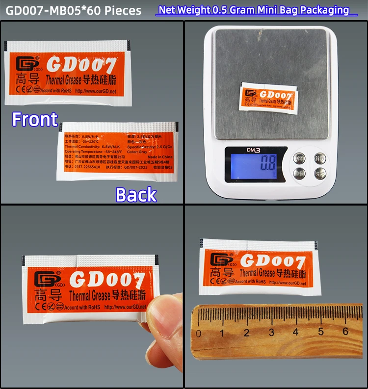 GD007 Wärmeleitpaste Gips Kühlkörper Verbindung Kühlnetz Gewicht 0,5/1/3/7/15/30/150 Gramm für CPU SSY ST CB CN MB BA BR – Detail 19