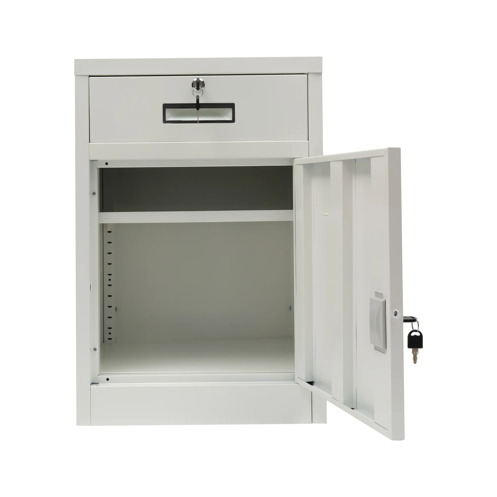 

Organizers Desk File Cabinet with Lock Modern Rectangular Storage Organizer for Home Office White