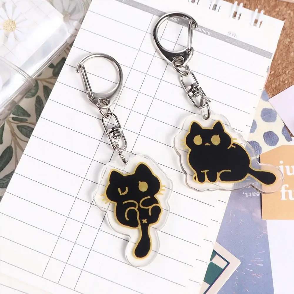 Cartoon Black Cat Keychain Black Cat Acrylic Cute Cat Acrylic Keyring Decoration Cute Cute Black Cat Pendant Couple Bag Hanging