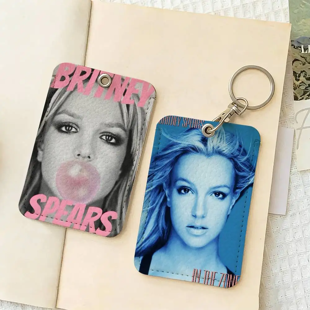 Singer B-Britney Spears S PU Soft Leather Rectangular Key Card Holder Induction Elevator Protection Cover Youth Faion Accory