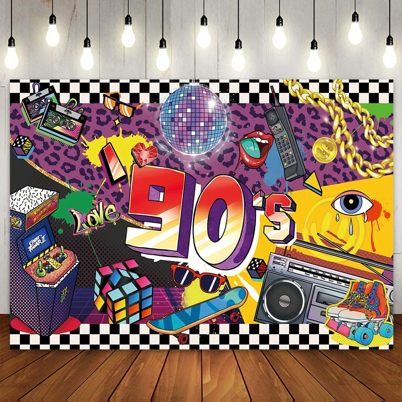 

90s Backdrop Hip Hop Graffiti Photo Retro Music Disco Theme Photography Background 90's Birthday Party Decoration Banner Poster